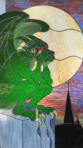 Gargoyle – Fantasy Stained Glass Panel by Lynn Mikulecky