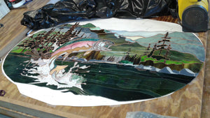 Trout Leaping – Stained Glass Panel – A Story in Pictures